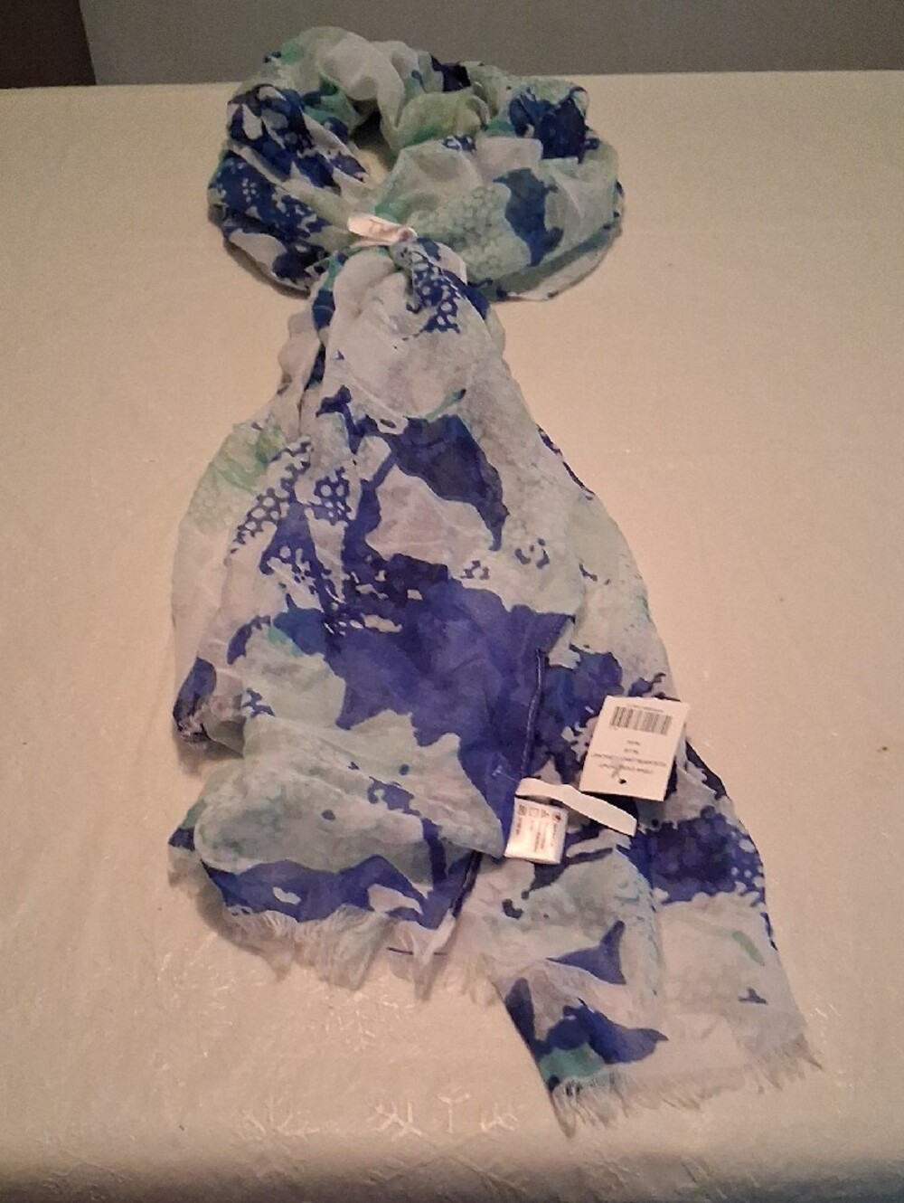 mia & tess Lightweight Blue & Green Floral Scarf - NWT